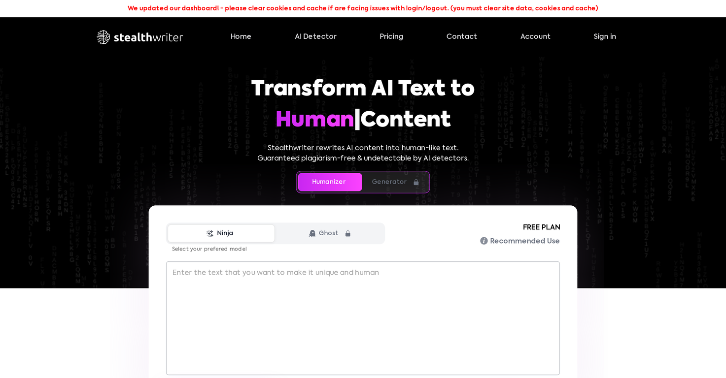 StealthWriter - AI Tool For Text rewriting