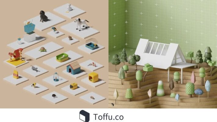 Toffu.co architectural marketplace homepage showcasing diverse architectural designs.