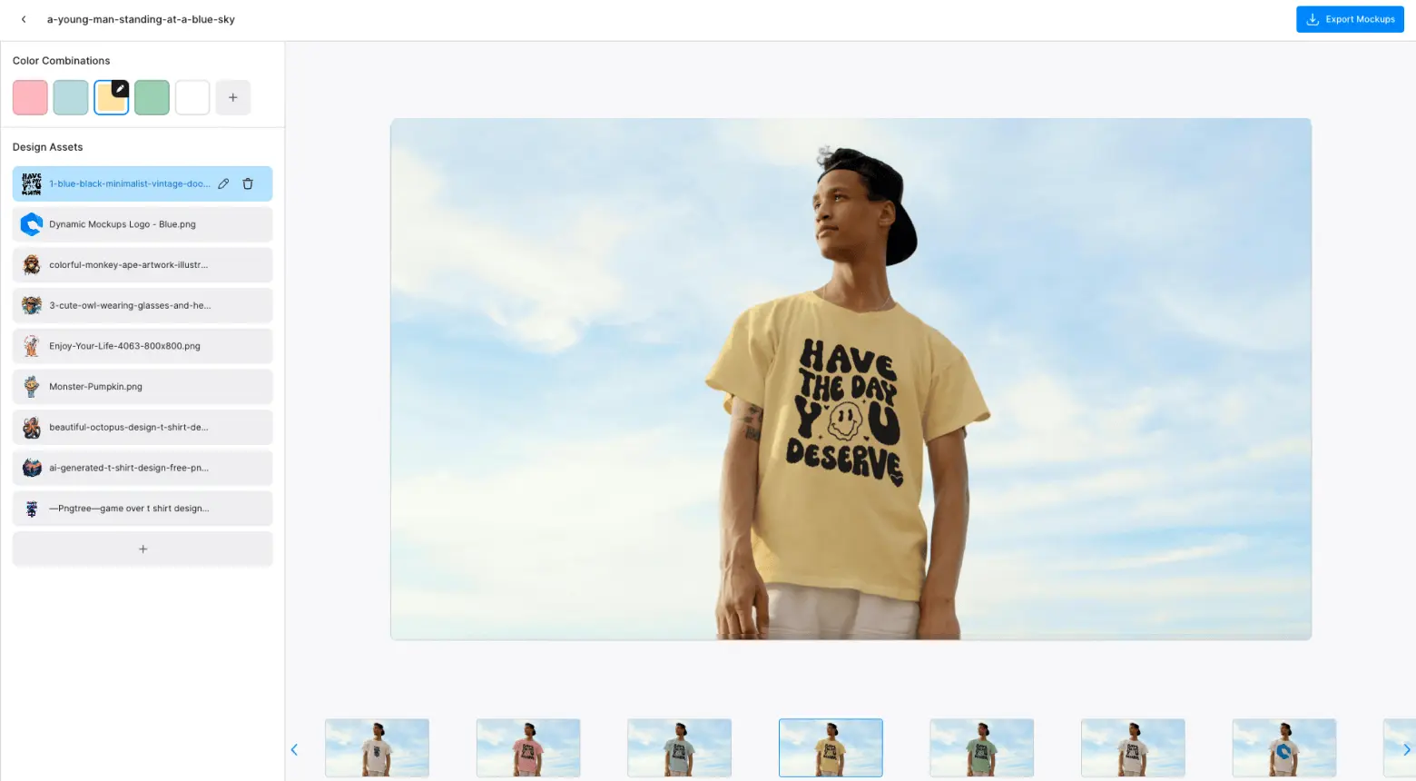 Print on demand mockup generator for a t-shirt design.
