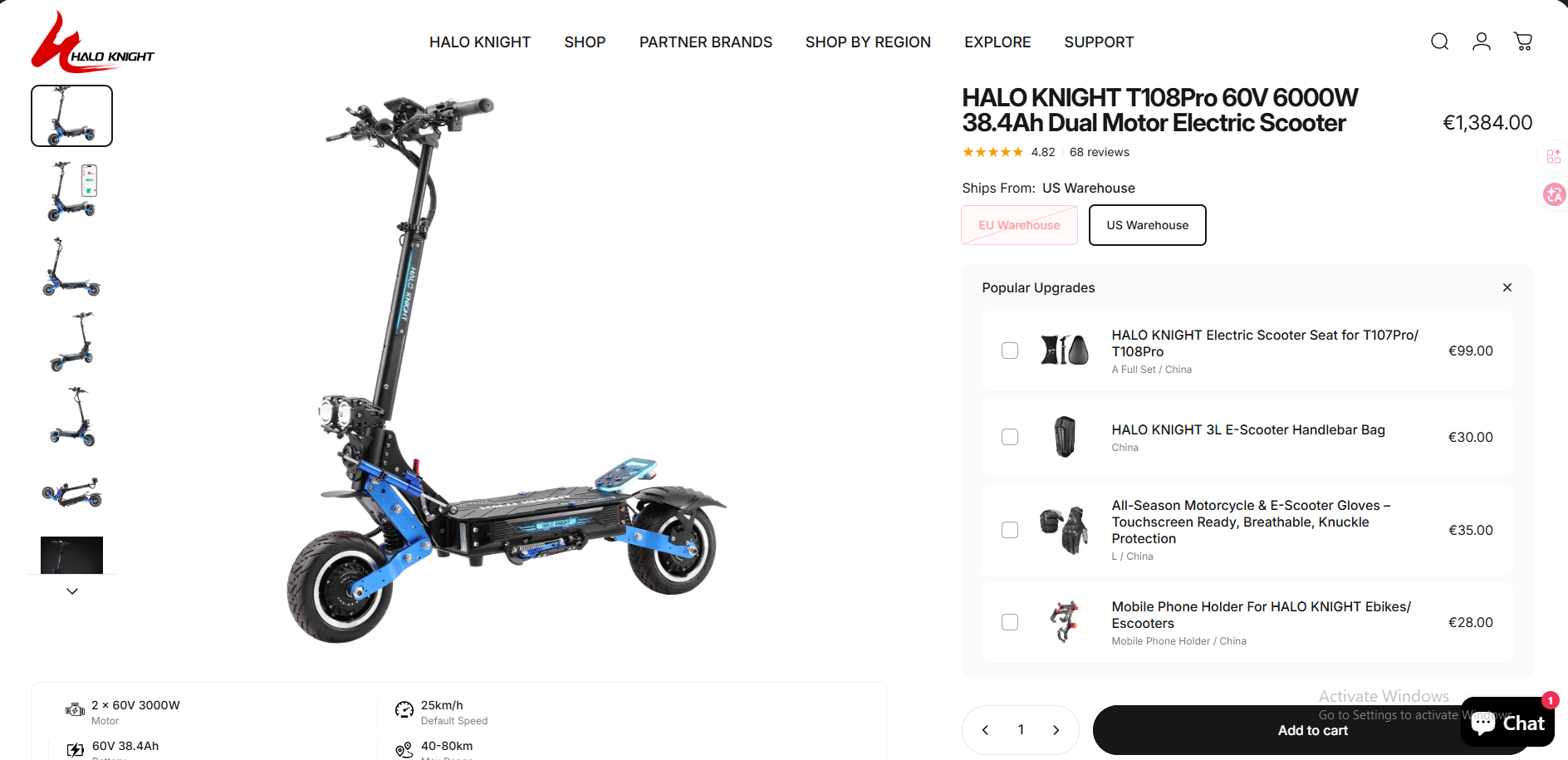 A high-speed Haloknights T107 Max electric scooter featuring dual 4000W motors, 14-inch off-road tires, and a central LCD display with NFC unlock capability