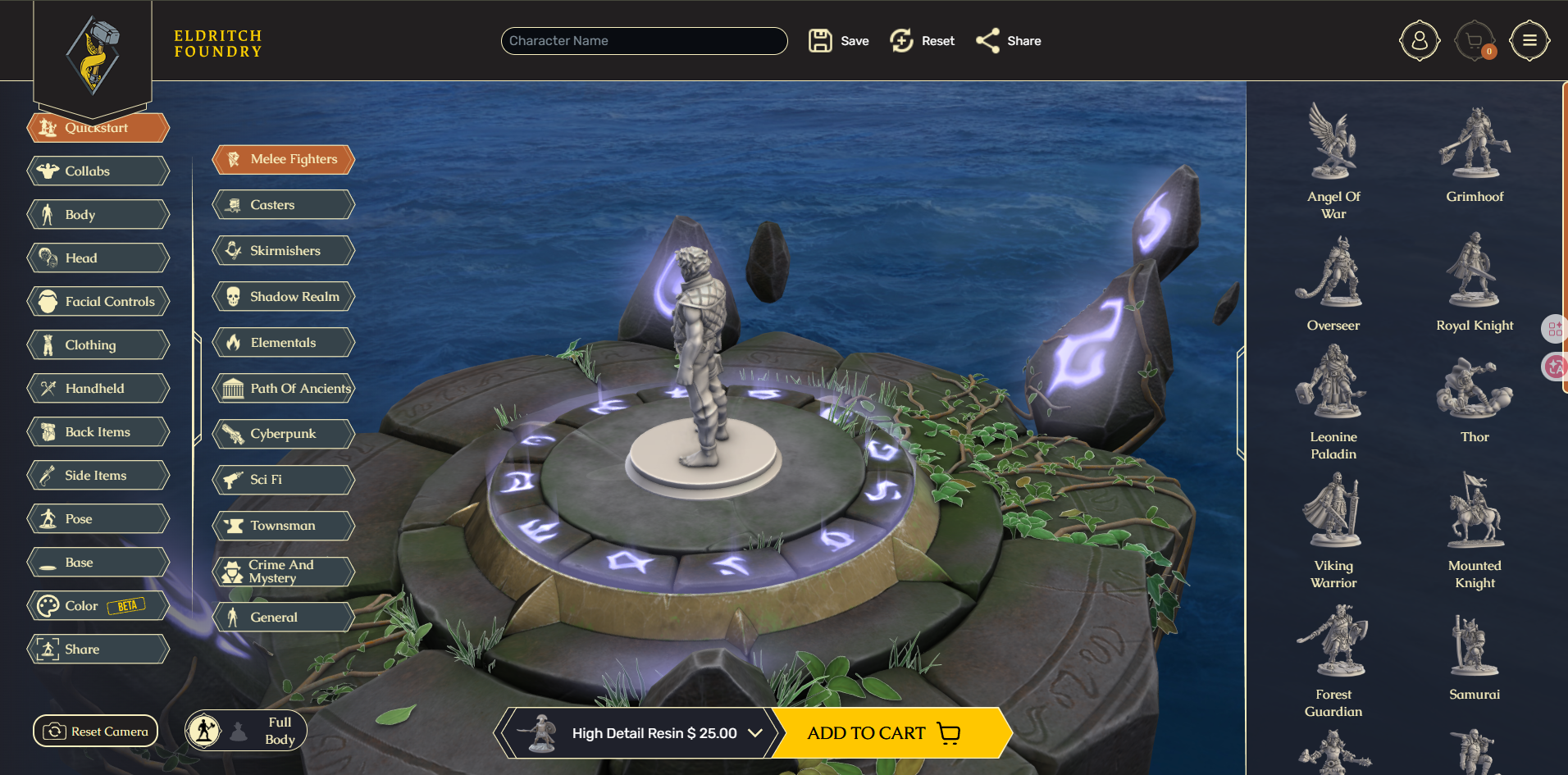 Eldritch Foundry custom miniatures character creator for DnD
