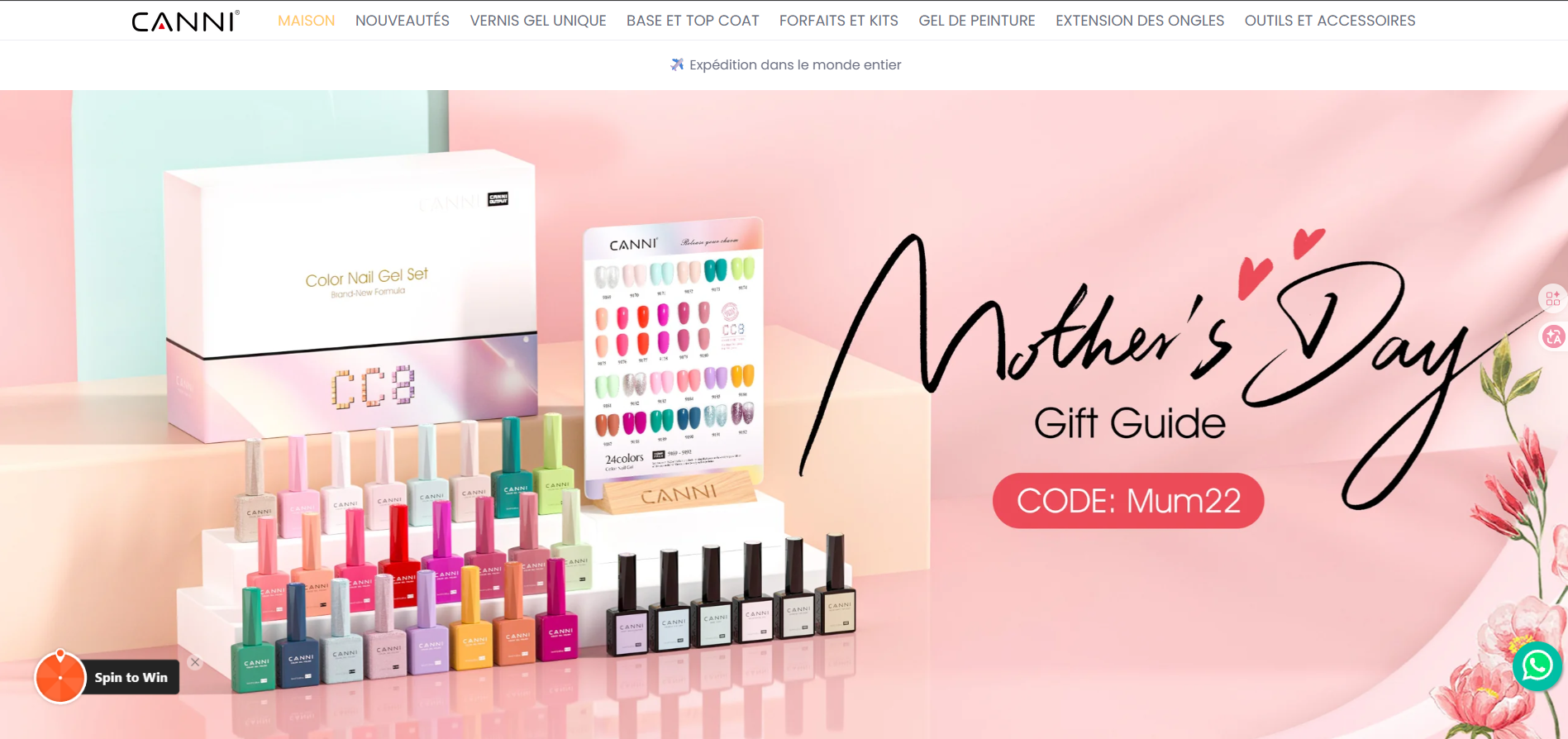 CANNI gel nail products starter kit and colorful polish bottles
