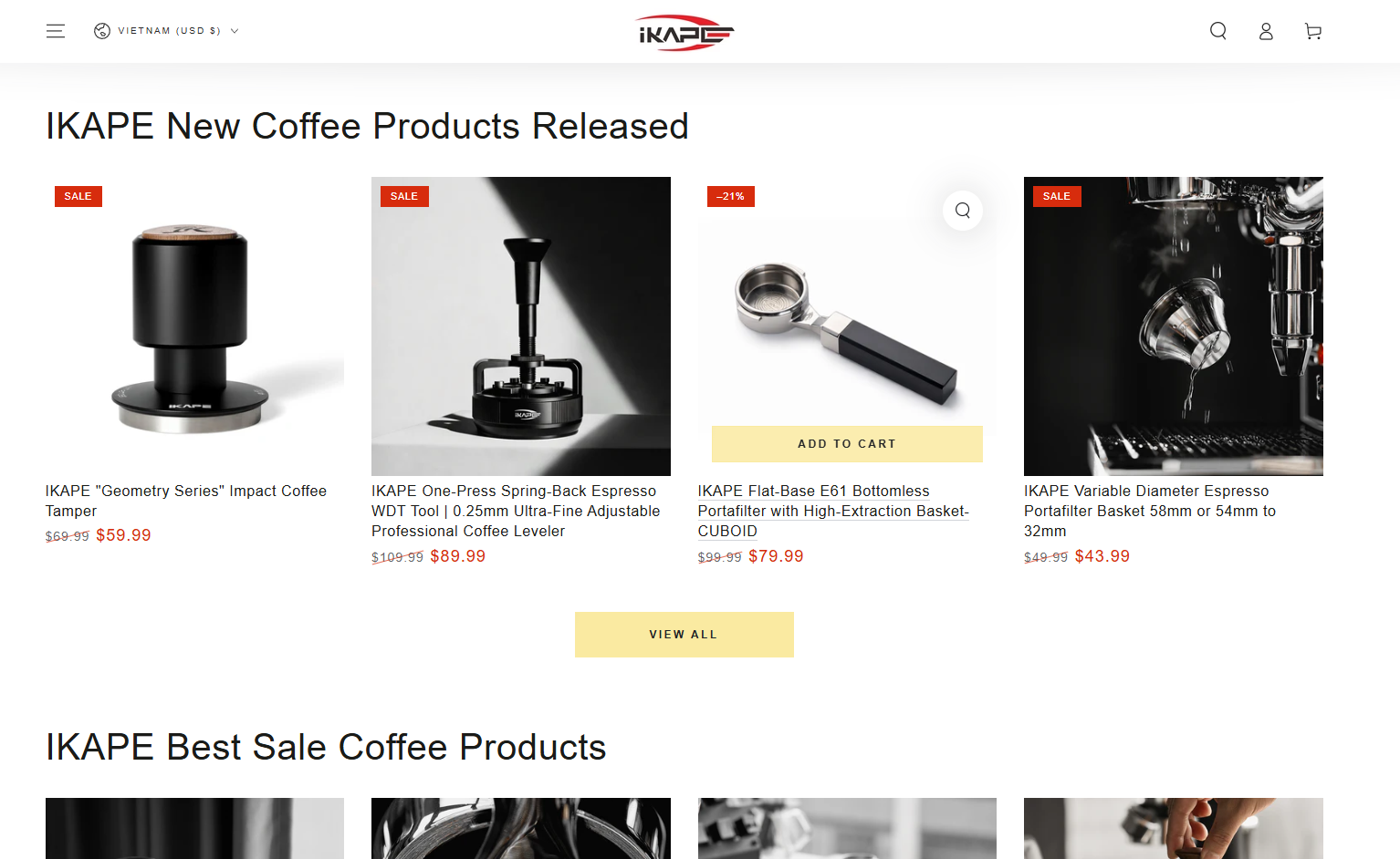 Ikape espresso distribution tool for even coffee beds.