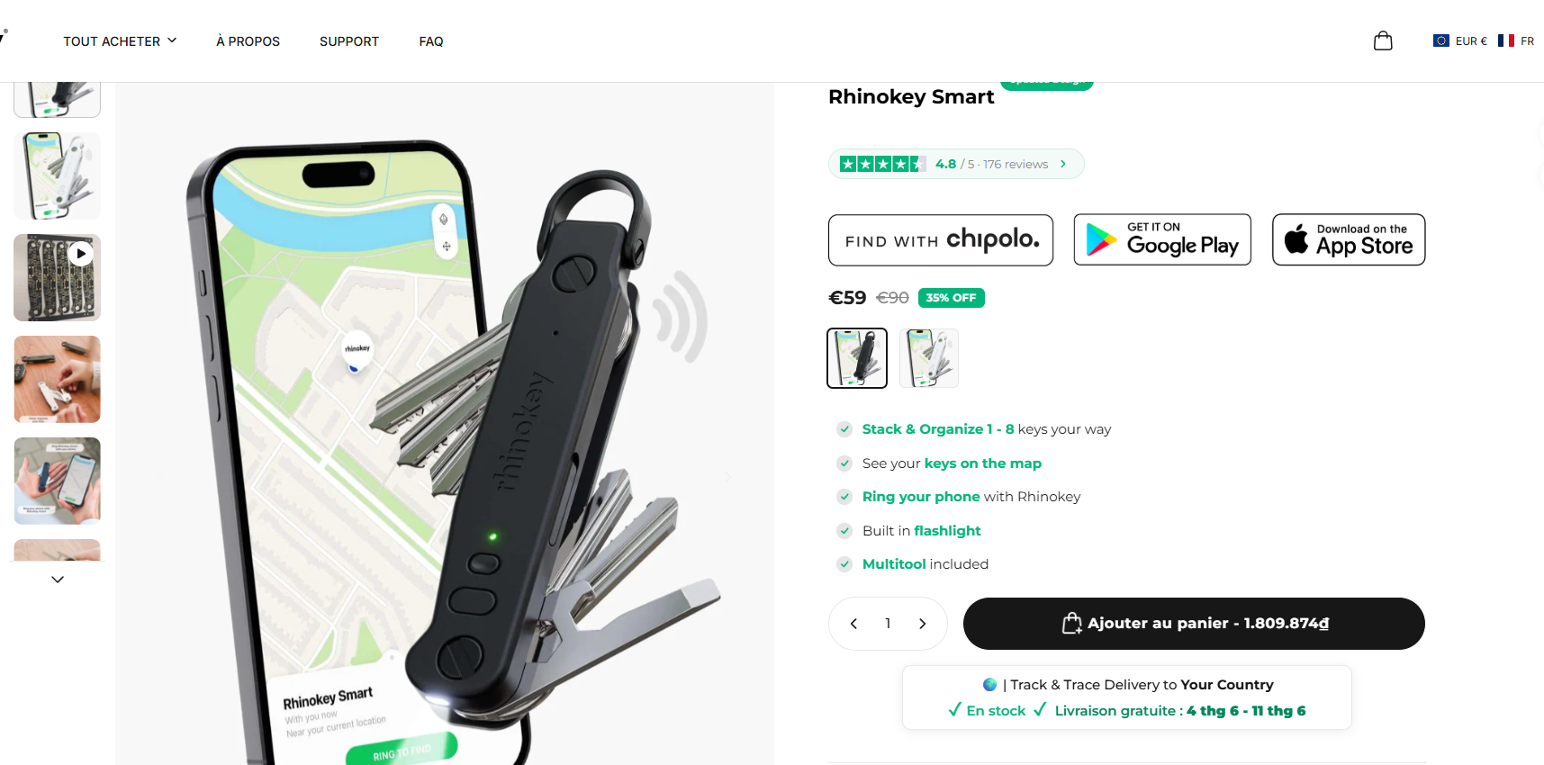A close-up of the innovative Rhinokey review tool
