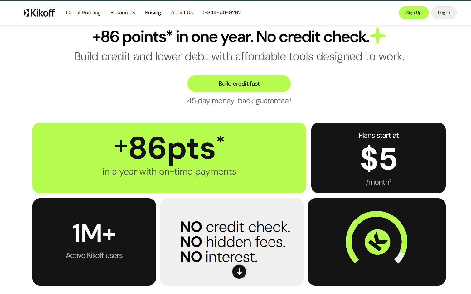 Kikoff credit builder app interface review.