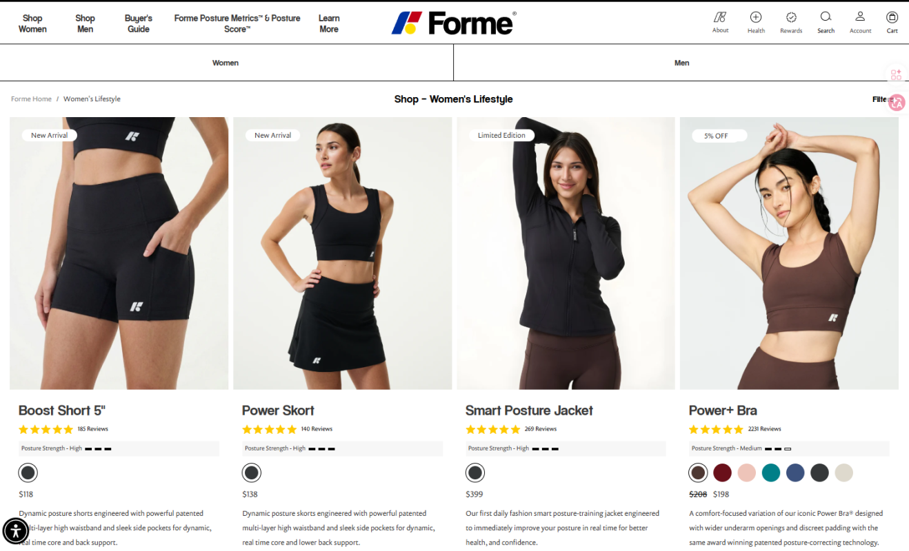 Woman exercising with Forme Science fitness equipment.