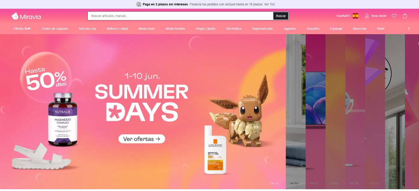 Miravia review Spain: Woman shopping online