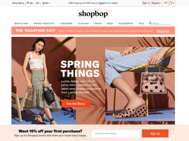 Shopbop review 2026: User browsing fashion on laptop.