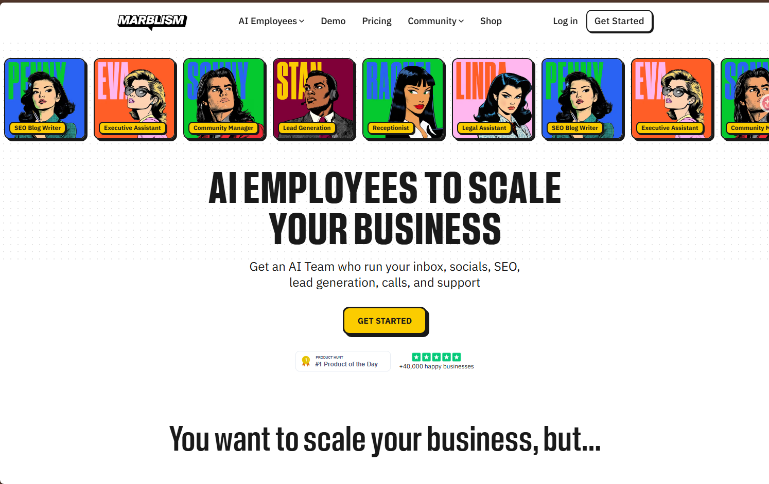 Marblism AI employees working diligently on various business tasks
