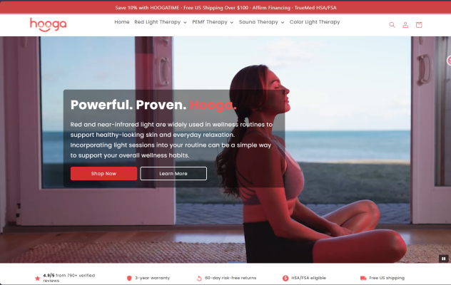 Hooga red light therapy review: Full-body red light therapy system in use
