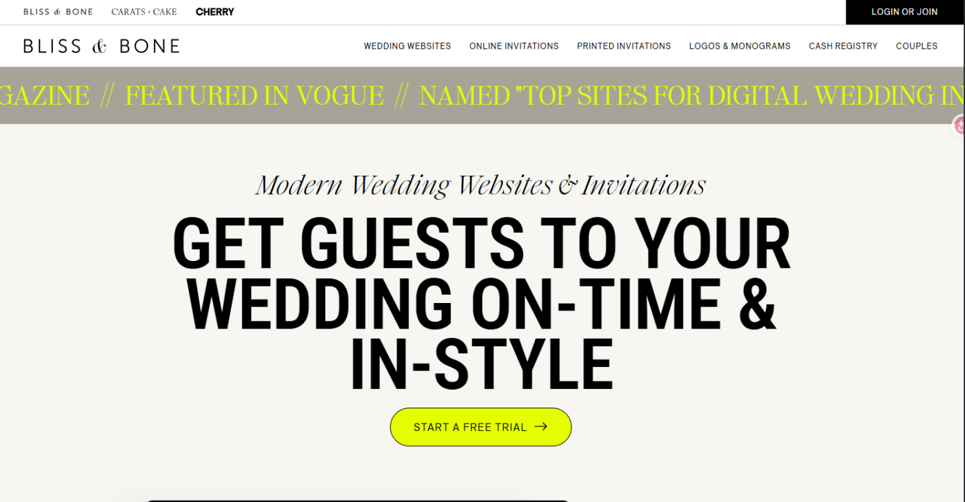 Bliss & Bone review: A beautifully designed wedding website template