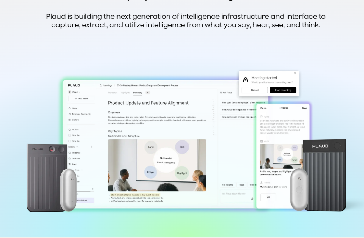 Plaud AI in action, capturing meeting notes