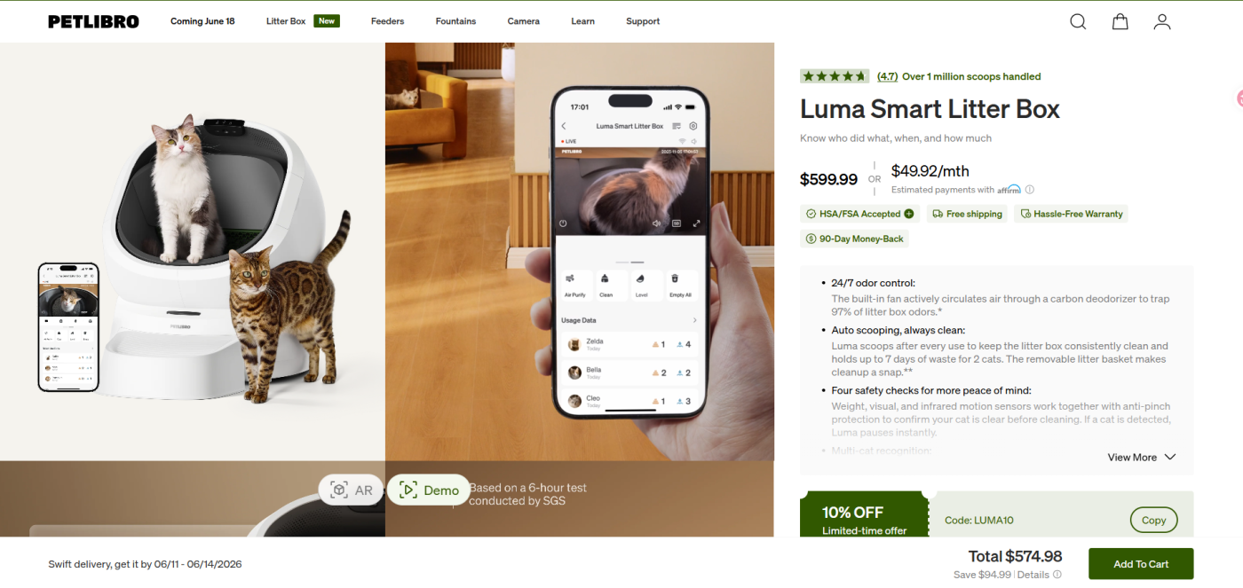 Petlibro review: programmable feeder dispensing kibble.