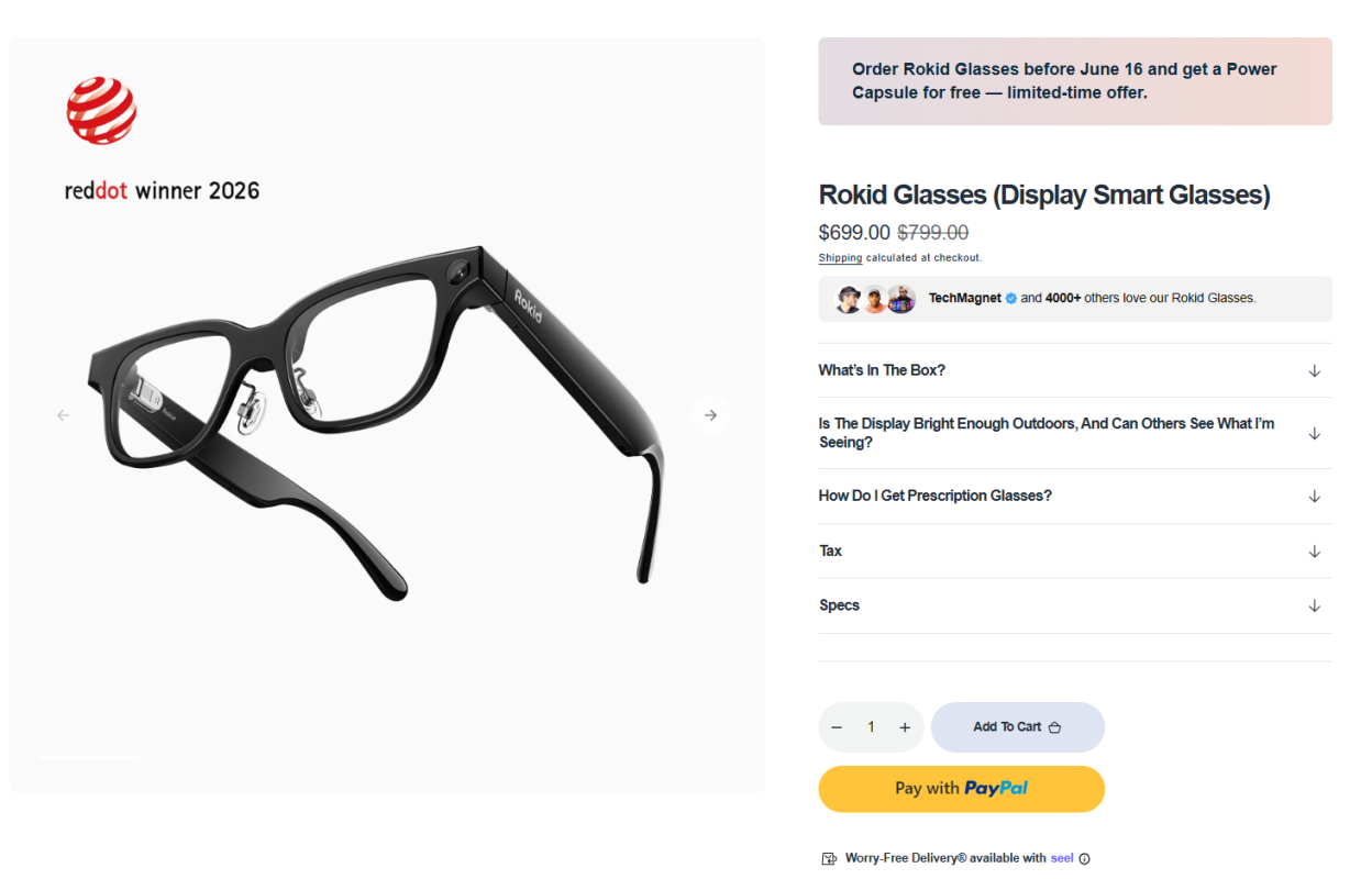 Smart glasses problems: battery life indicator low