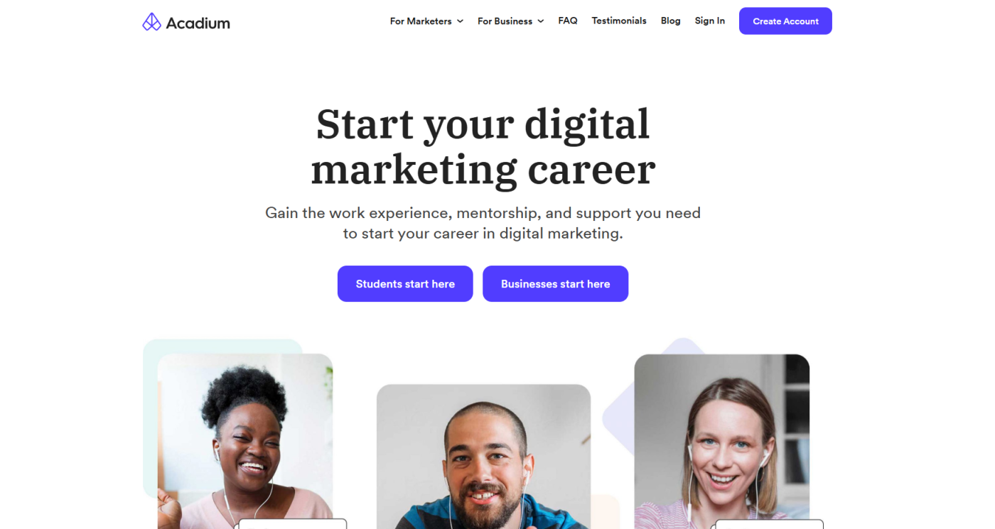Acadium review: Student learning digital marketing skills