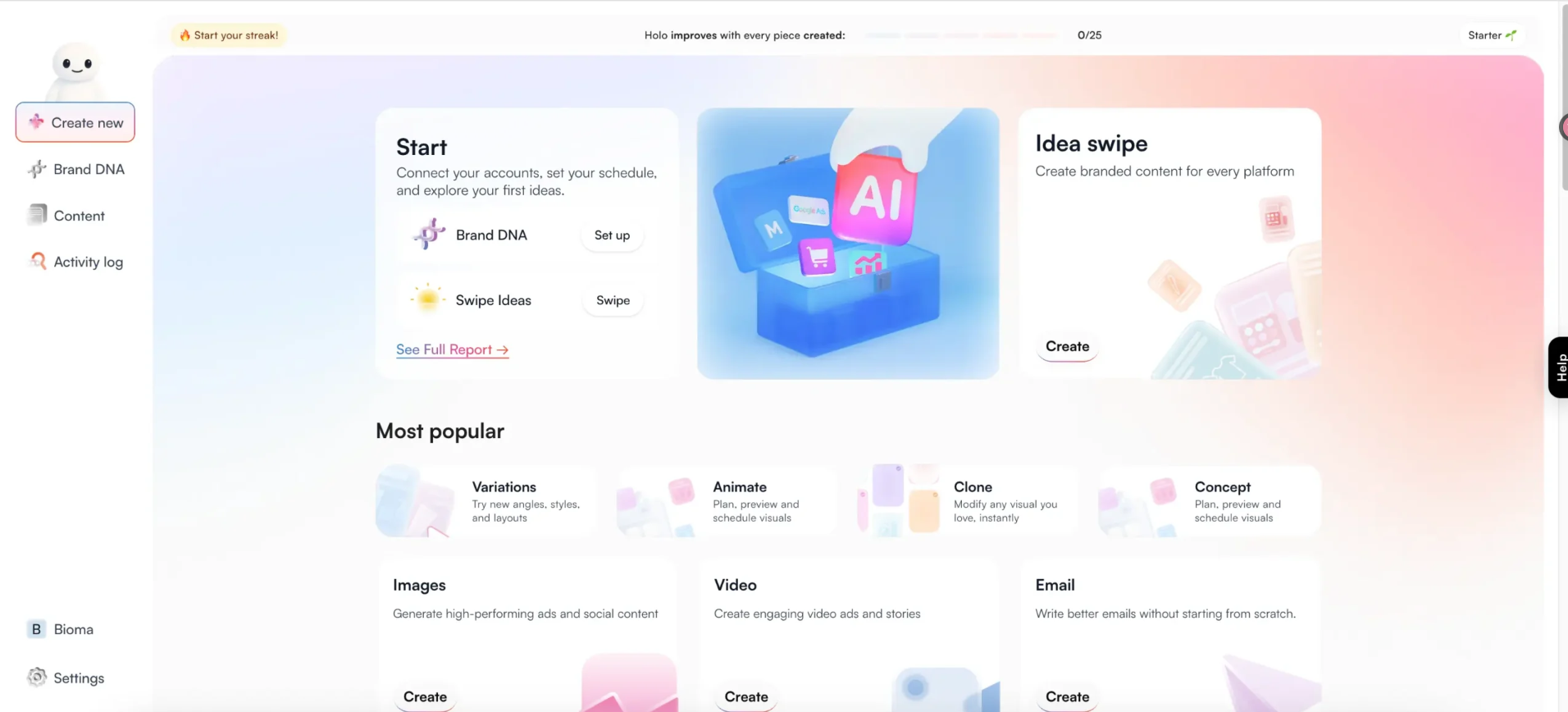 Holo AI review interface with story generation settings