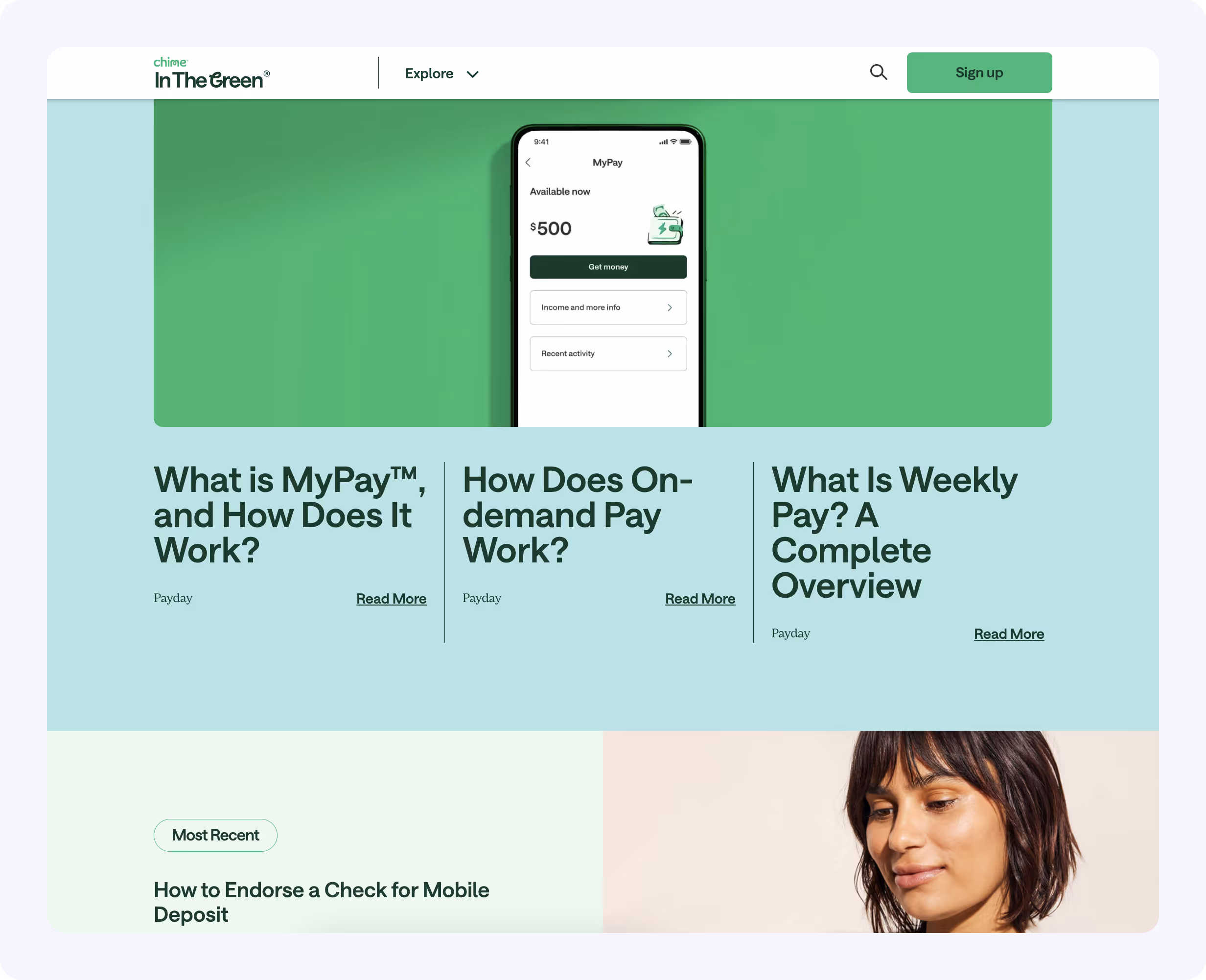 Screenshot from Chime In The Green blog, content AirOps helps Chime refresh and track for AI search citations