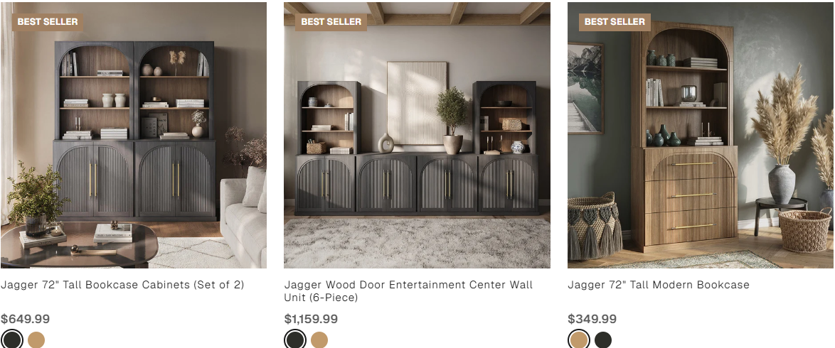 Belleze Jagger bookcase cabinets and entertainment center wall unit