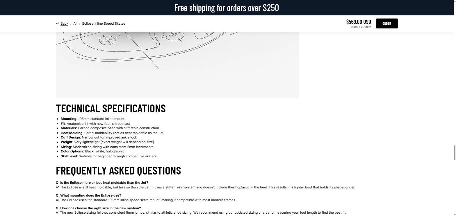 Bont Eclipse technical specifications and FAQ