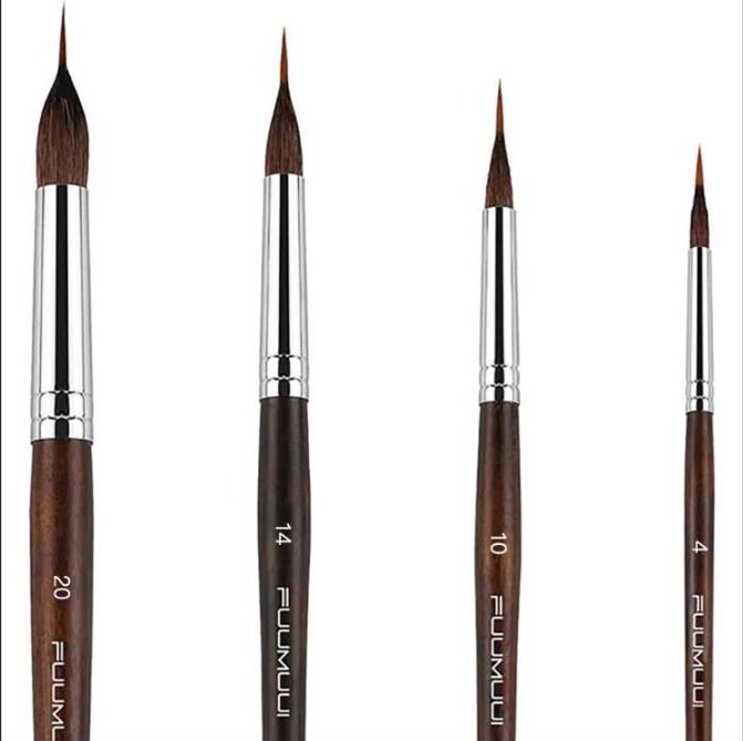 Fuumuui Sable Brushes set showing all four extended point sizes