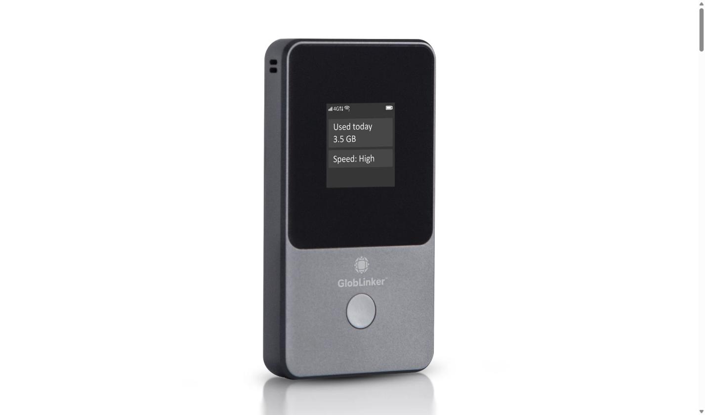 GlobLinker portable WiFi hotspot for international travel across 130+ countries