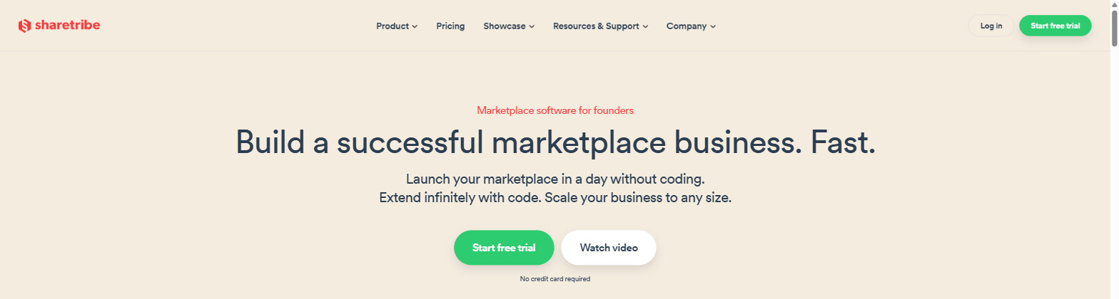 Sharetribe homepage: marketplace software for founders, build a successful marketplace business fast