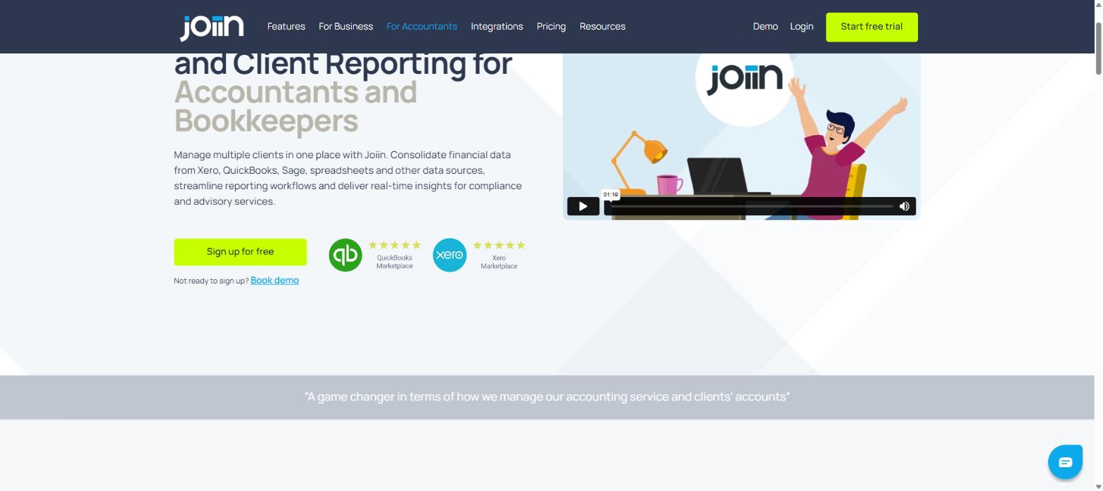 Joiin for accountants multi-client reporting dashboard