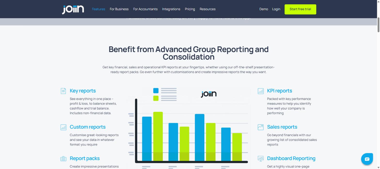 Joiin group reporting and multi-entity consolidation chart