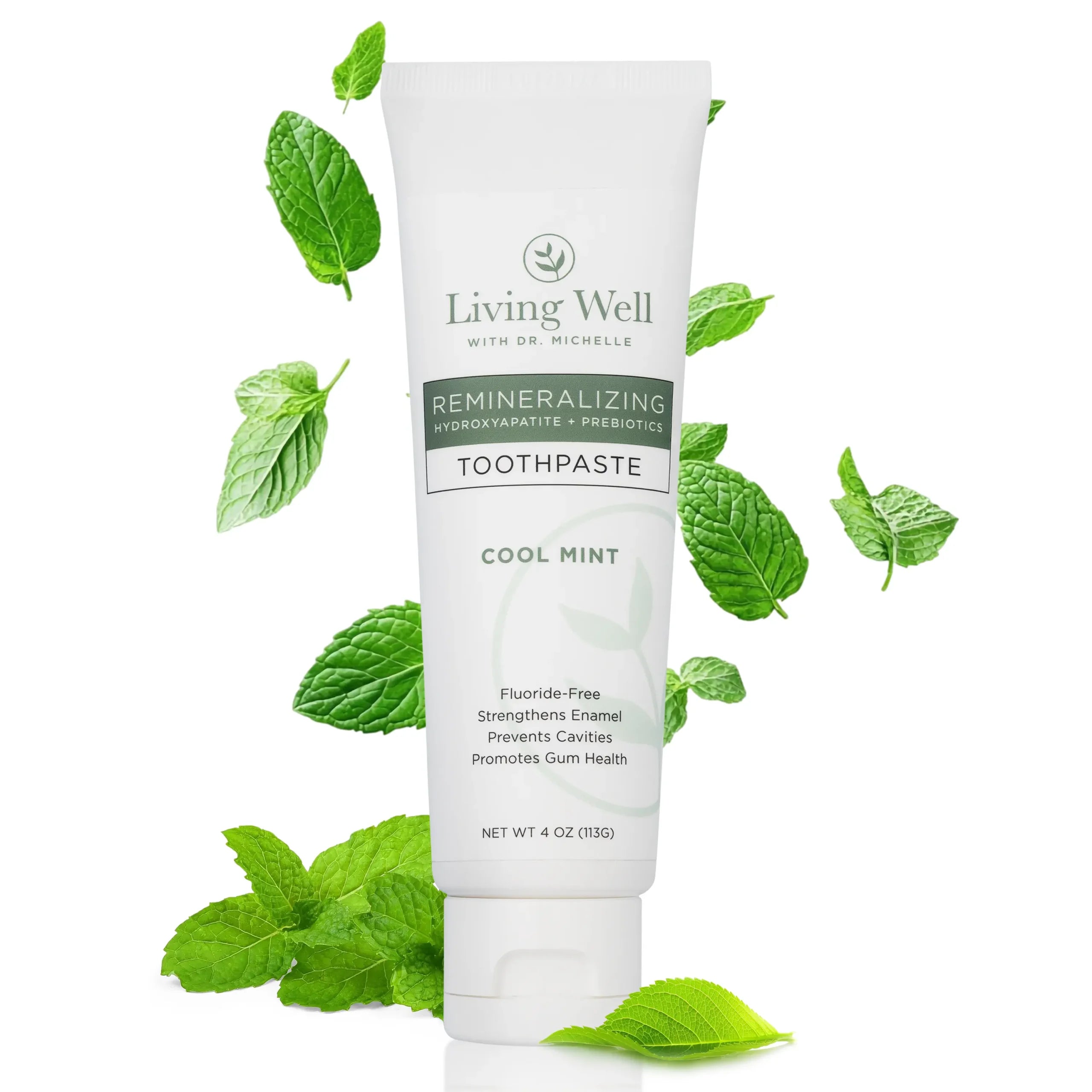 Living Well Toothpaste tube with hydroxyapatite and PROtektin formula
