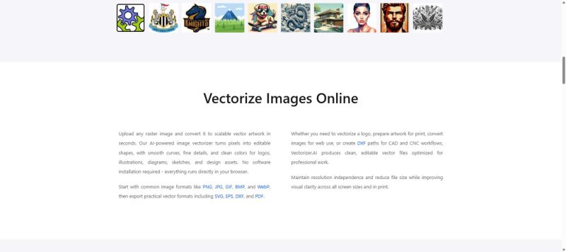 Vectorizer.AI pricing - supported formats and examples