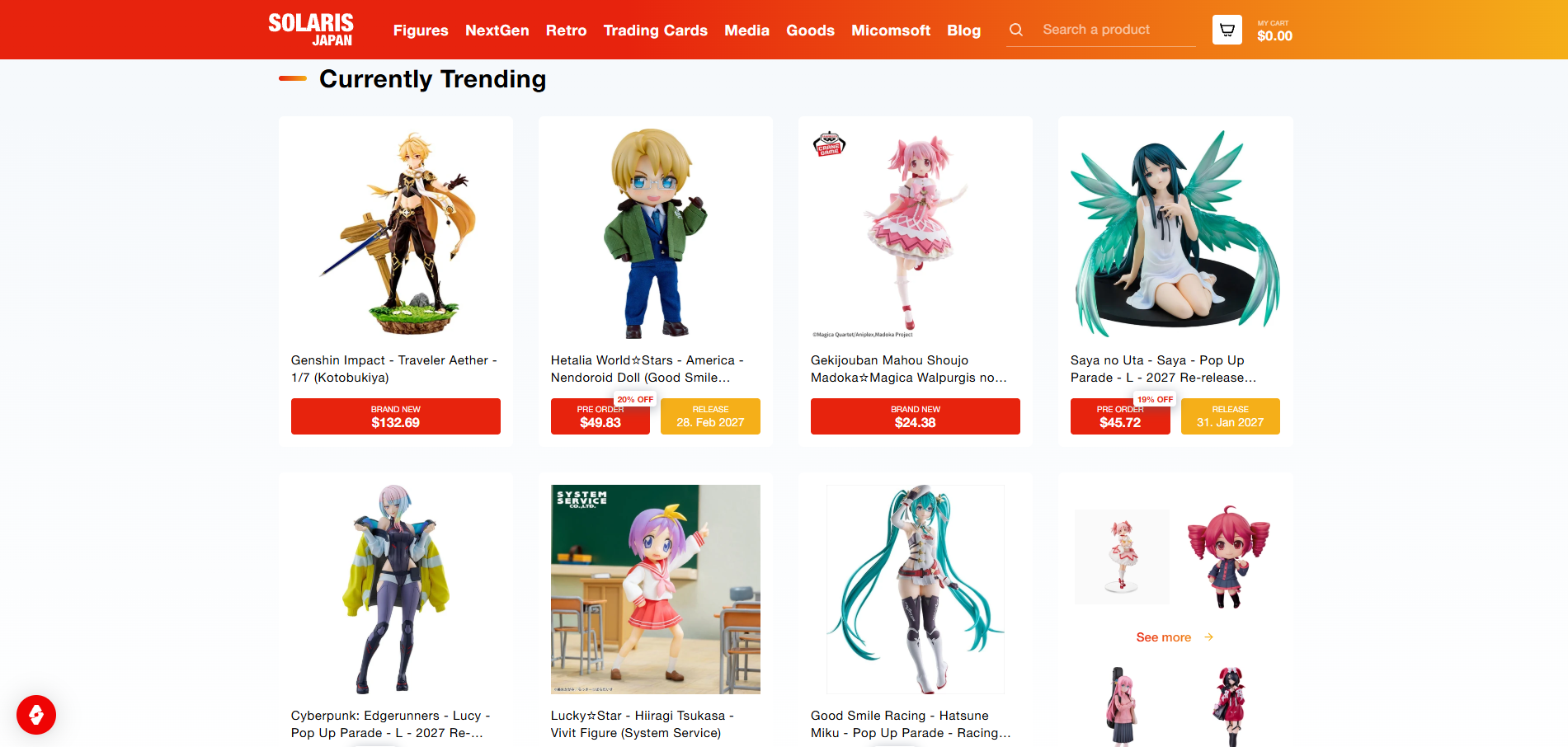 Solaris Japan currently trending anime figures and collectibles