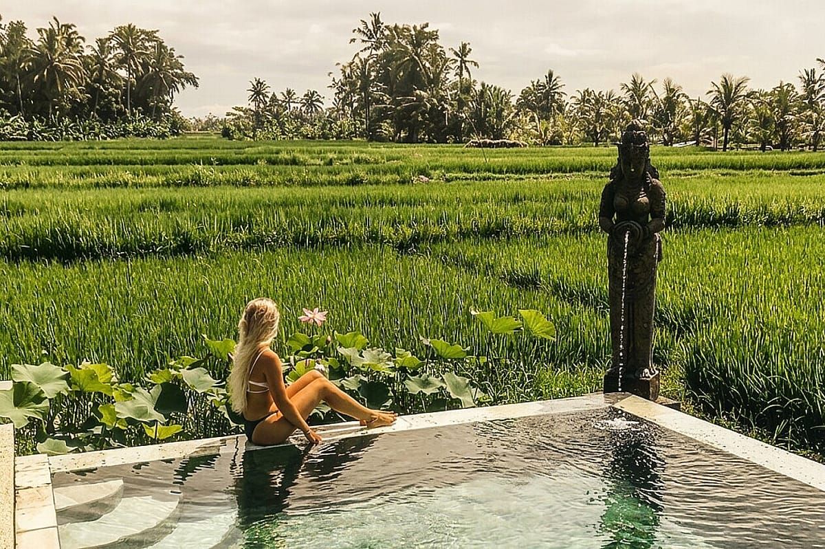Group practice session at a Balinese retreat centre
