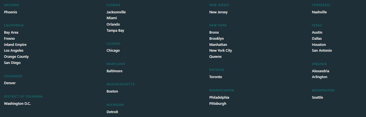 Clutter service areas across the United States and Canada including Toronto Los Angeles New York and Seattle