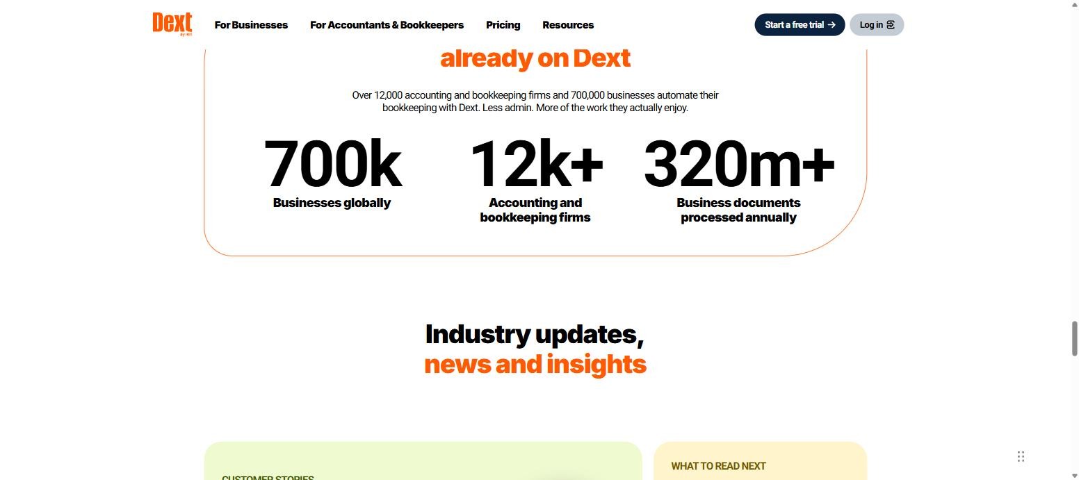 Dext scale: 700000 businesses, 12000 accounting firms and 320 million documents processed annually
