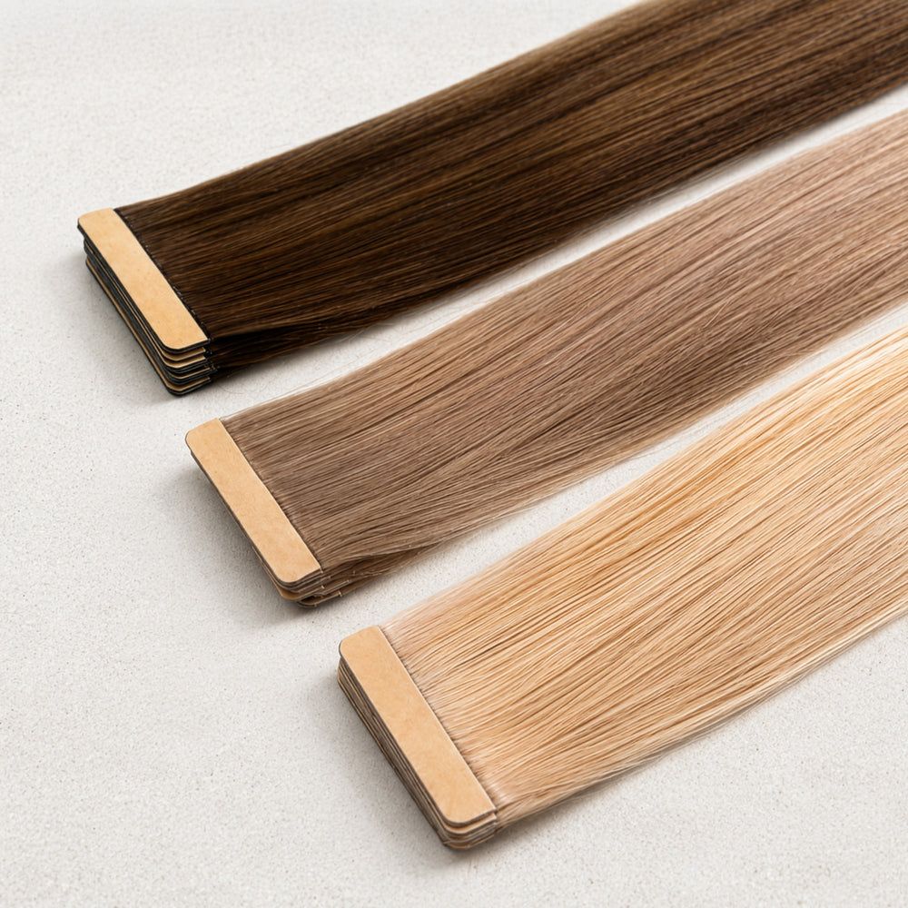 Clip-in extension set showing weft width and length