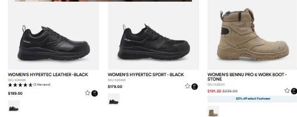 KingGee womens work boots Hypertec Leather Hypertec Sport and Bennu Pro 6 with prices
