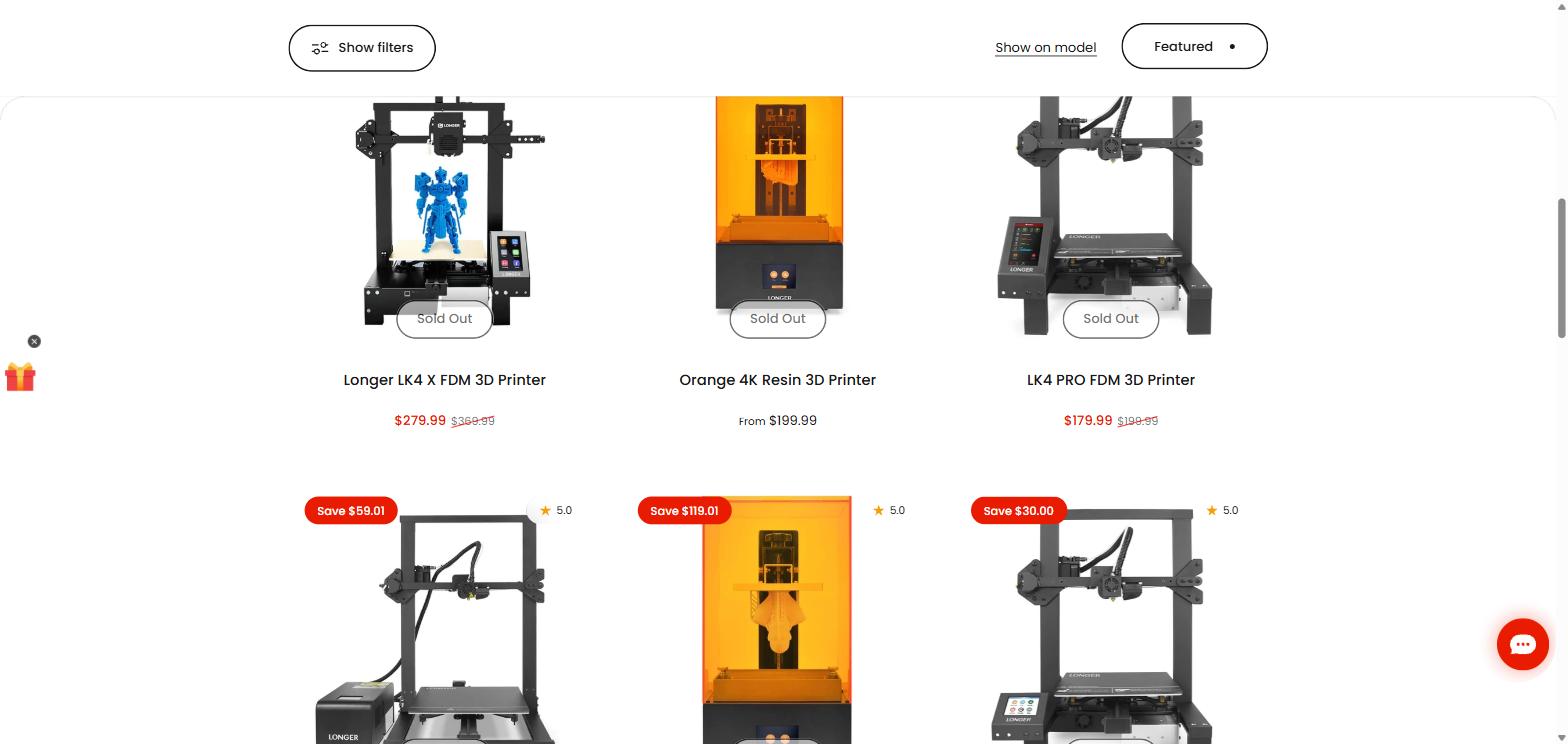 Longer3D 3D printers marked sold out on the official store