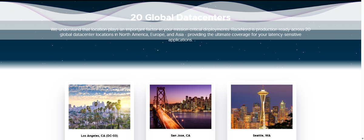 RackNerd 20 global datacenter locations across North America, Europe and Asia