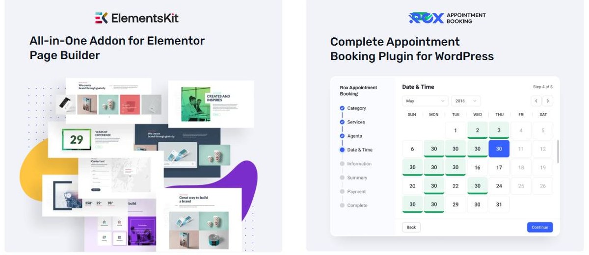 Wpmet ElementsKit and Rox Appointment Booking plugins