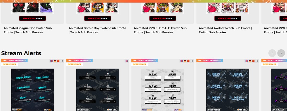 Sub emotes and stream alerts sold alongside OWN3D overlays